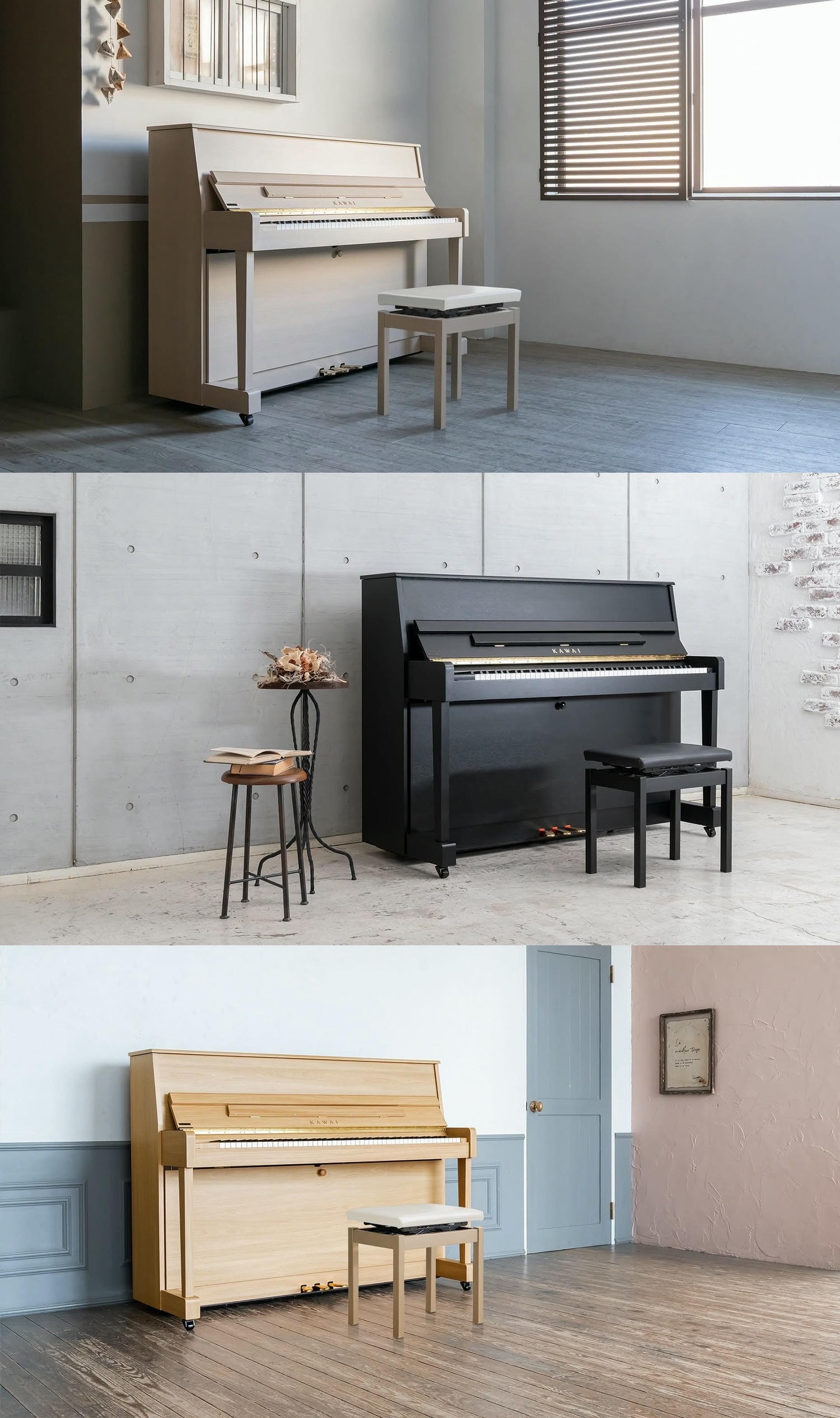 【高雄鋼琴】 KAWAI Pianos 河合鋼琴 – 高雄直營店丨在都市叢林裡也能自在彈奏的-KAWAI NF-15原聲混合鋼琴